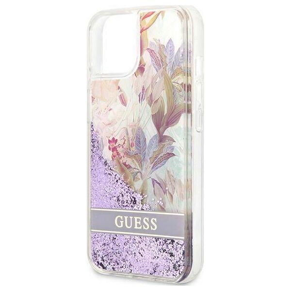 Guess Guess GUHCP13SLFLSU iPhone 13 mini 5,4" fioletowy/purple hardcase Flower Liquid Glitter