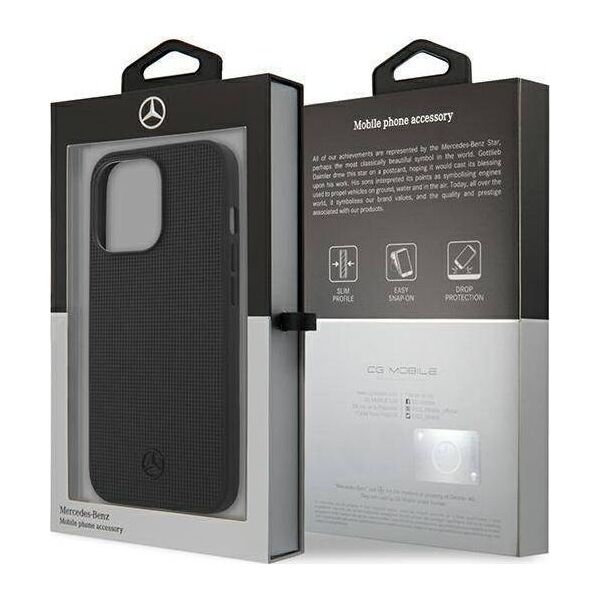 Mercedes Mercedes MEHCP13LMBLBK iPhone 13 Pro / 13 6,1" czarny/black hardcase Leather Meshed Metal Logo