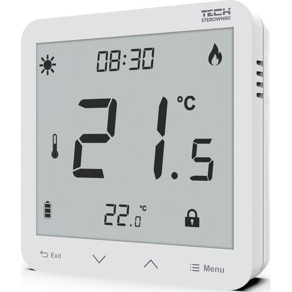 Tech Sterownik ST-297V3 pokojowy dwustanowy podtynkowy (3 mm szkło) biały