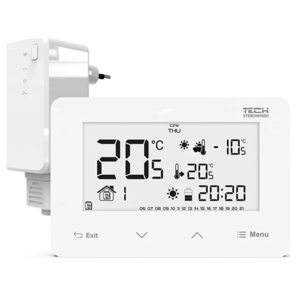 Tech Bezprzewodowy regulator pokojowy ST293V2 dwustanowy (panel przedni ze szkła) biały