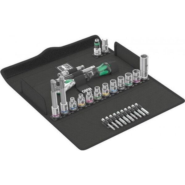 Wera Wera Bicycle Set 7, 3/8, tool set (black/green, 27 pieces, speed ratchet with pivoting head)