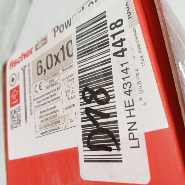 Fischer Medsraigtis 6,0 x 100 A2 Torx, 100vnt.