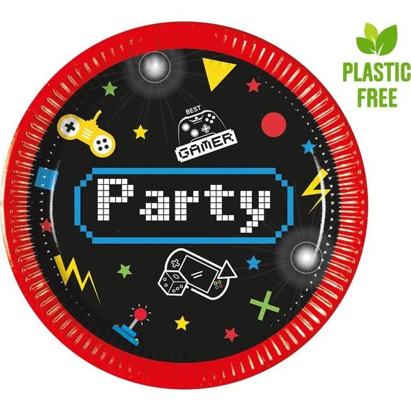 PROCOS Talerzyki papierowe 20cm 8 szt Gaming Party