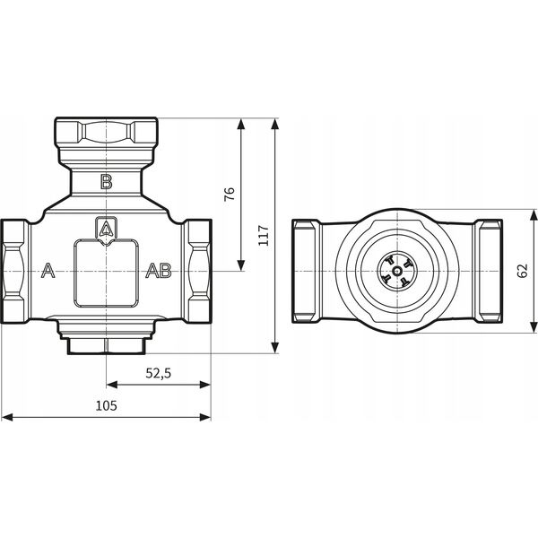 Afriso Zawór temperaturowy ATV 554, DN32, Rp1 1/4", kvs 9, 50°C