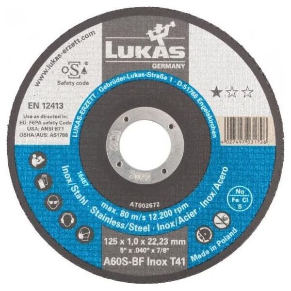 Rottluff TARCZA PŁASKA T1A 115*1.0*22 A60S-BF INOX PREMIUMFLEX