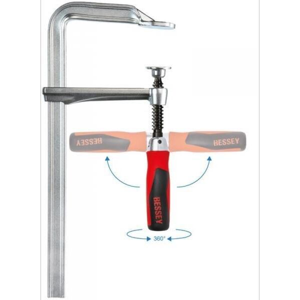 Bessey Ścisk śrubowy, stalowy z rękojeścią 2-kompon. 400x120mm rękoj.składana Bessey
