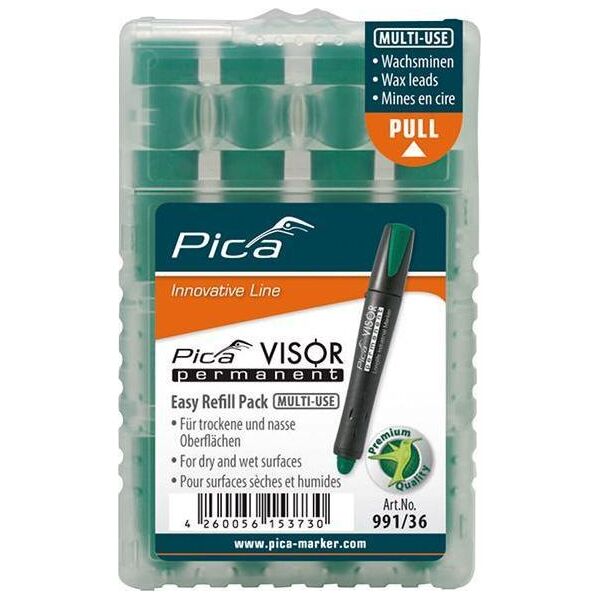 PICA Zest.zapas. wkladow do markera permanen. VISOR, przemyslowego,kolor zielony Pica
