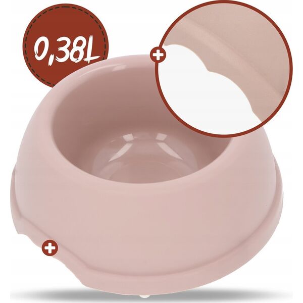 Barry King Miska plastikowa dla psów S, 0,38L, beżowa, śr. 17cm,