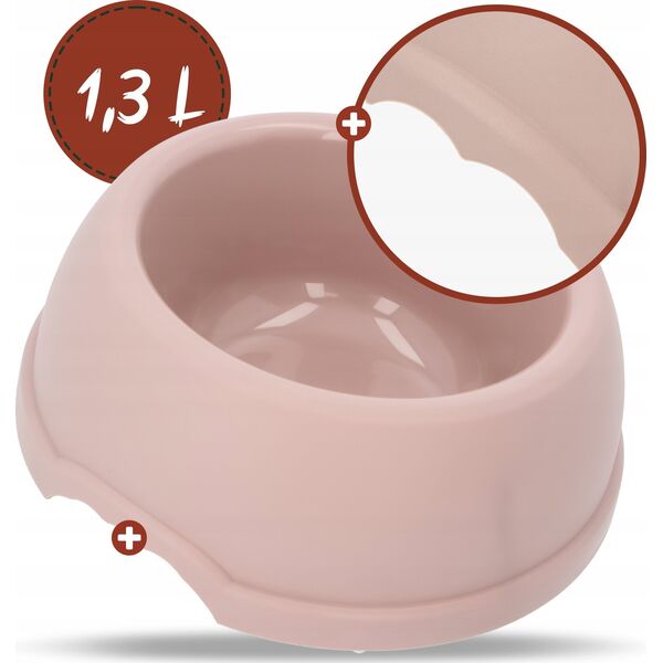 Barry King Miska plastikowa dla psów L, 1,3L, beżowa, śr. 24,5cm,