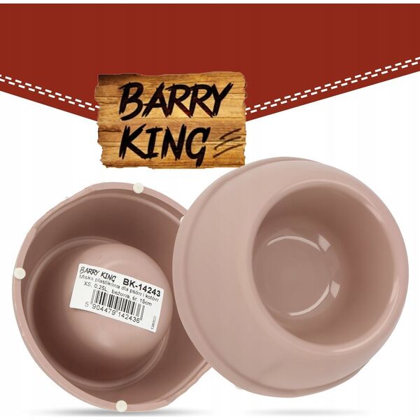 Barry King Miska plastikowa dla psów i kotów XS, 0,25L, beżowa, śr. 15cm,