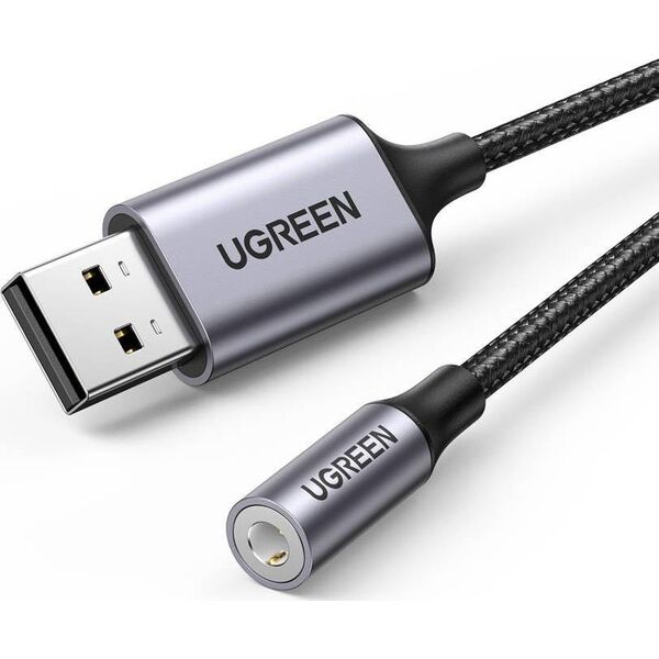 Kabel USB Ugreen USB-A - mini Jack 3.5 mm Czarno-srebrny (30757)