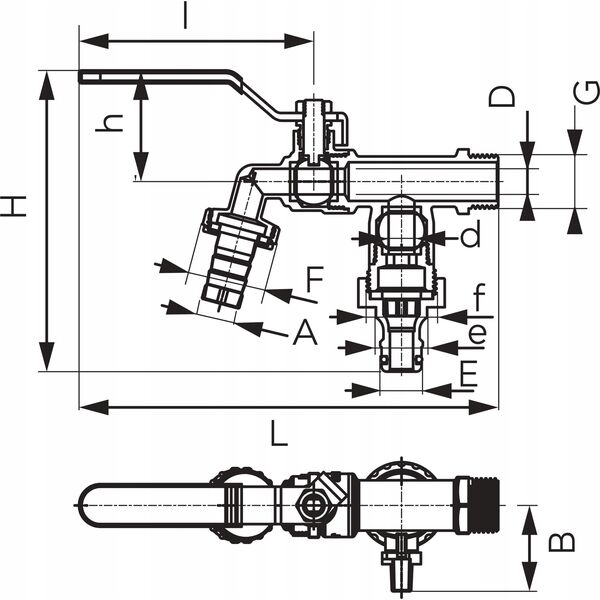 Ferro KCD2 ZAWÓR CZERP.KULOWY Z 2 PRZYŁ. 1", 3/4" FERRO // ZKC.25/20-COMFORT-FER