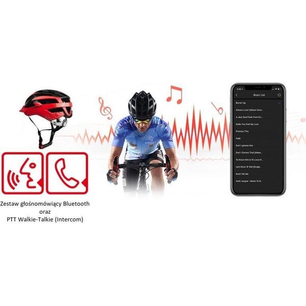 Livall Smart Kask MTB MT1 Neo Intercom/LED/SOS/BT r. 54-58cm czerwony