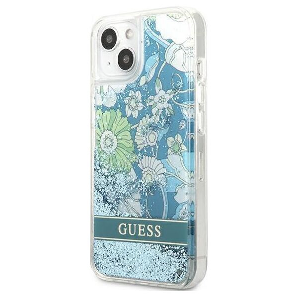 Guess Guess GUHCP13SLFLSN iPhone 13 mini 5,4" zielony/green hardcase Flower Liquid Glitter