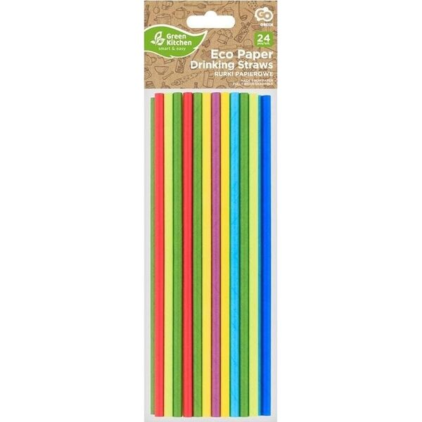 GoDan Słomki papierowe tęczowy MIX 197x6mm 24szt