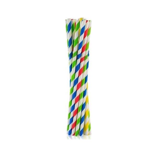 GoDan Rurki słomki pap. łamane paski MIX 6x200mm 100szt