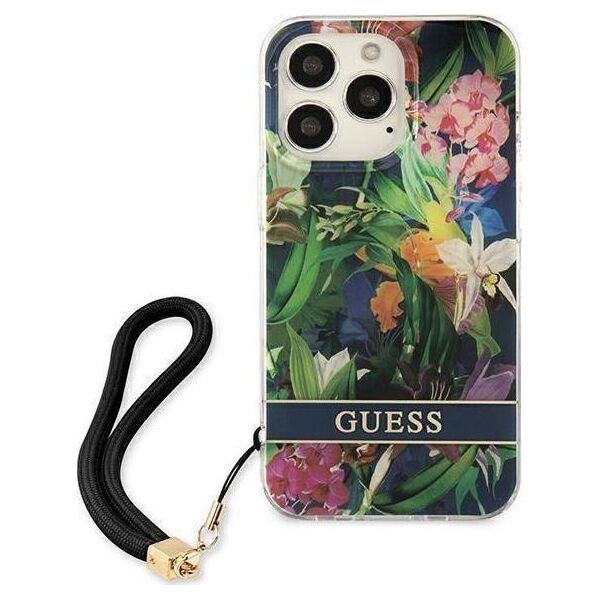 Guess Guess GUHCP13XHFLSB iPhone 13 Pro Max 6,7" niebieski/blue hardcase Flower Strap