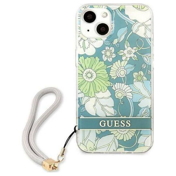 Guess Guess GUHCP13SHFLSN iPhone 13 mini 5,4" zielony/green hardcase Flower Strap