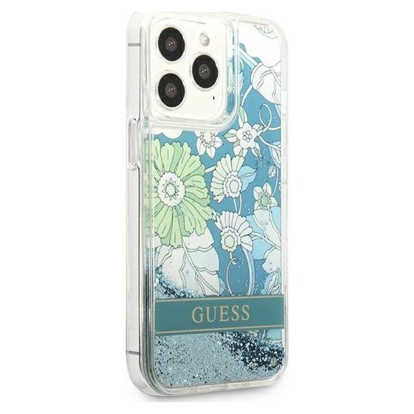 Guess Guess GUHCP13XLFLSN iPhone 13 Pro Max 6,7" zielony/green hardcase Flower Liquid Glitter