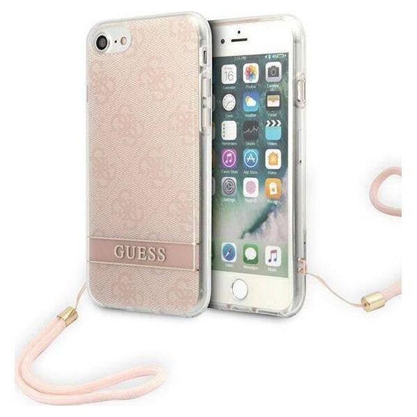 Guess Guess GUOHCI8H4STP iPhone SE 2022 / SE 2020 / 7/ 8 różowy/pink hardcase 4G Print Strap