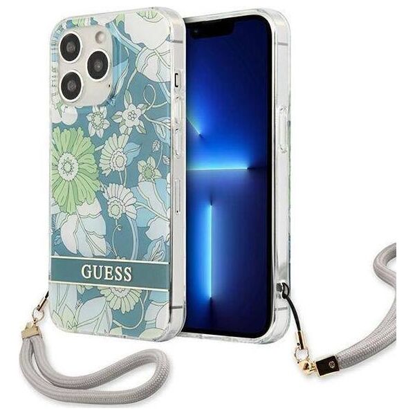 Guess Guess GUHCP13LHFLSN iPhone 13 Pro / 13 6,1" zielony/green hardcase Flower Strap