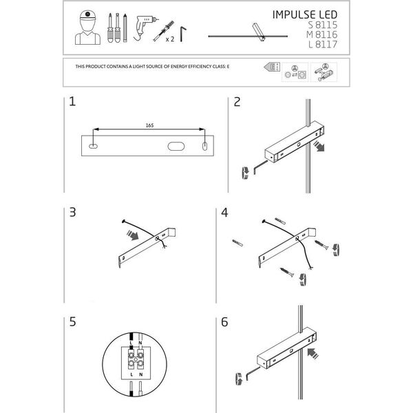Kinkiet Nowodvorski Ledowa lampa ścienna IMPULSE 8116 kinkiet 10W 3000K czarna listwa