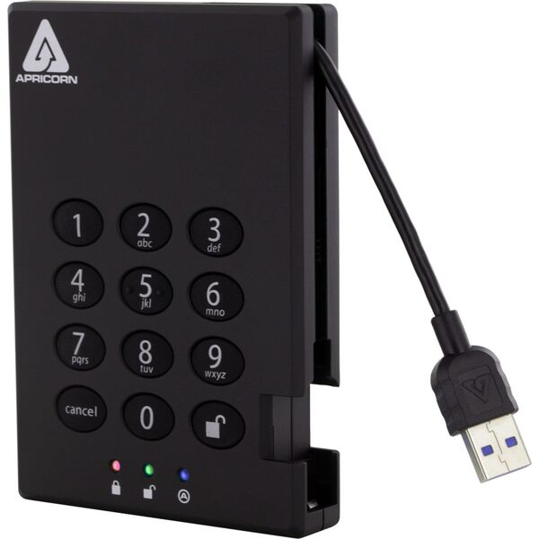 Dysk zewnętrzny HDD Apricorn Aegis Padlock 3.0 500GB Czarny (A25-3PL256-500)