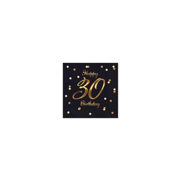 GoDan Serwetki B&C Happy 30 Birthday czarne 20szt