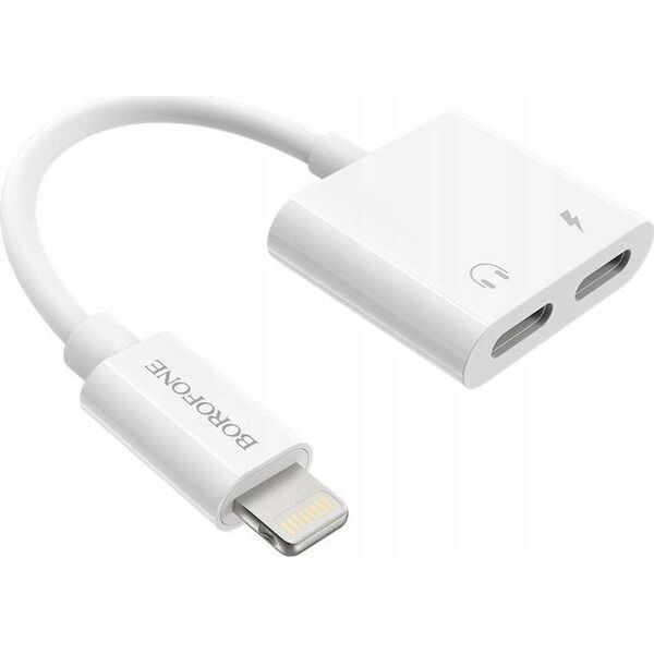 Adapter USB Borofone Lightning - Lightning x2 Biały  (6931474739605)