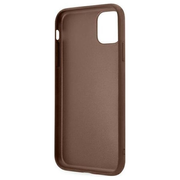 Guess Guess GUHCN61G4GFBR iPhone 11 6,1" brązowy/brown hard case 4G Metal Gold Logo