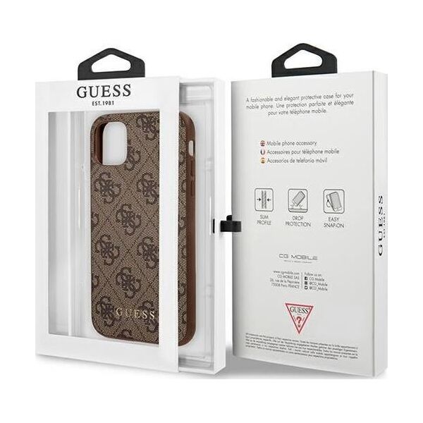 Guess Guess GUHCN61G4GFBR iPhone 11 6,1" brązowy/brown hard case 4G Metal Gold Logo