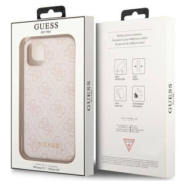 Guess Guess GUHCN61G4GFPI iPhone 11 6,1" różowy/pink hard case 4G Metal Gold Logo