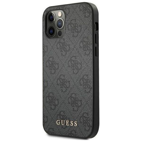 Guess Guess GUHCP12MG4GFGR iPhone 12 / 12 Pro 6,1" szary/grey hard case 4G Metal Gold Logo