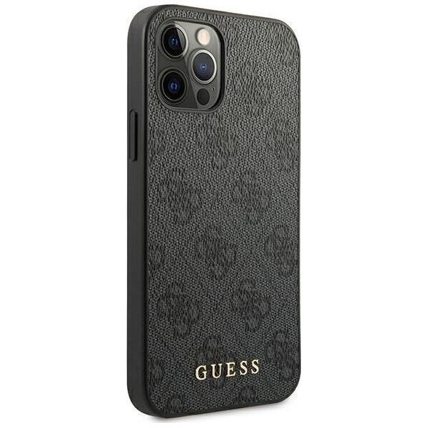 Guess Guess GUHCP12MG4GFGR iPhone 12 / 12 Pro 6,1" szary/grey hard case 4G Metal Gold Logo