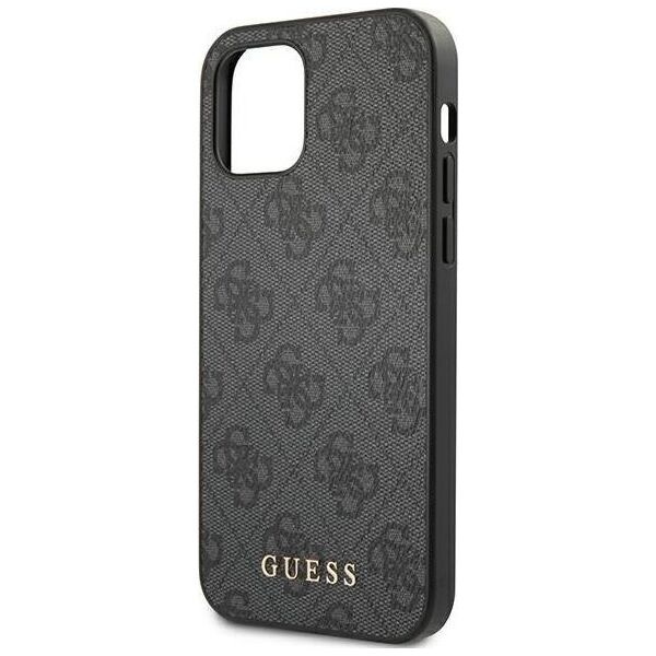 Guess Guess GUHCP12MG4GFGR iPhone 12 / 12 Pro 6,1" szary/grey hard case 4G Metal Gold Logo