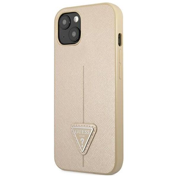 Guess Guess GUHCP13SPSATLE iPhone 13 mini 5,4" beżowy/beige hardcase SaffianoTriangle Logo