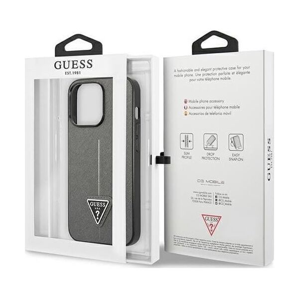 Guess Guess GUHCP13XPSATLG iPhone 13 Pro Max 6,7" srebrny/silver hardcase SaffianoTriangle Logo
