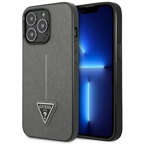 Guess Guess GUHCP13XPSATLG iPhone 13 Pro Max 6,7" srebrny/silver hardcase SaffianoTriangle Logo