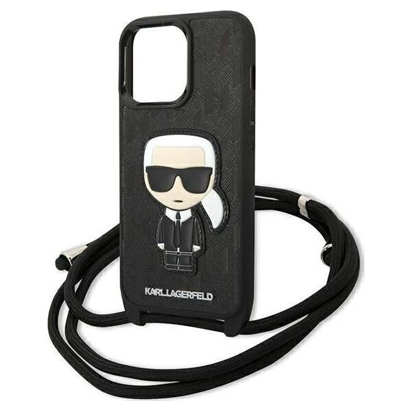 Karl Lagerfeld Karl Lagerfeld KLHCP13LCMNIPK iPhone 13 Pro / 13 6,1" hardcase czarny/black Leather Monogram Patch and Cord Iconik