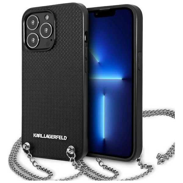 Karl Lagerfeld Karl Lagerfeld KLHCP13LPMK iPhone 13 Pro / 13 6,1" hardcase czarny/black Leather Textured and Chain