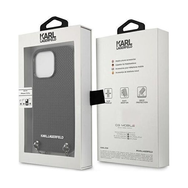 Karl Lagerfeld Karl Lagerfeld KLHCP13LPMK iPhone 13 Pro / 13 6,1" hardcase czarny/black Leather Textured and Chain