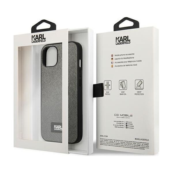 Karl Lagerfeld Karl Lagerfeld KLHCP13SSFMP2DG iPhone 13 mini 5,4" hardcase srebrny/silver Saffiano Plaque