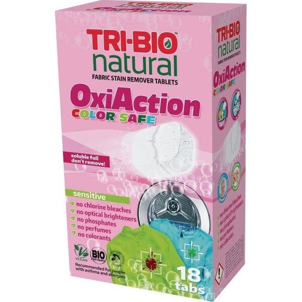 Tri-Bio TRI-BIO, Tabletki do prania OXI ACTION COLOR, 18 szt