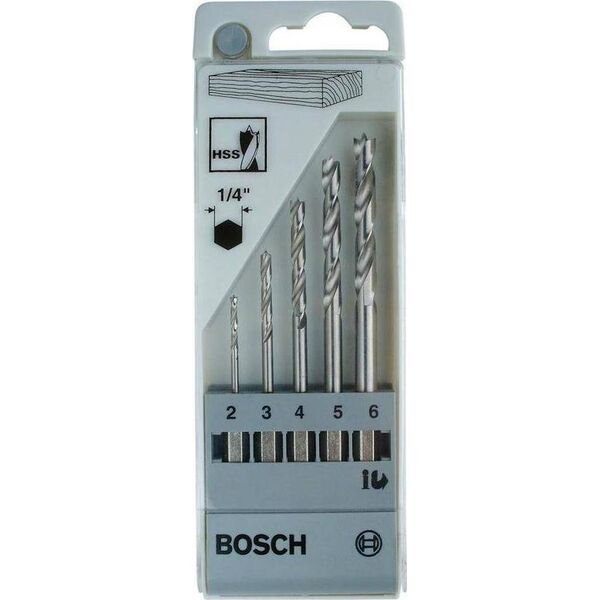 Wiertło Bosch Bosch 5szt. Zestaw wierteł do drewna 1/4 HSS