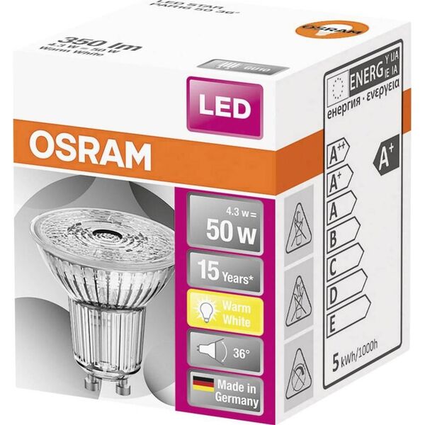 Osram Żarówka LED OSRAM, GU10, 4.5 W, 345 lm, 2700 K