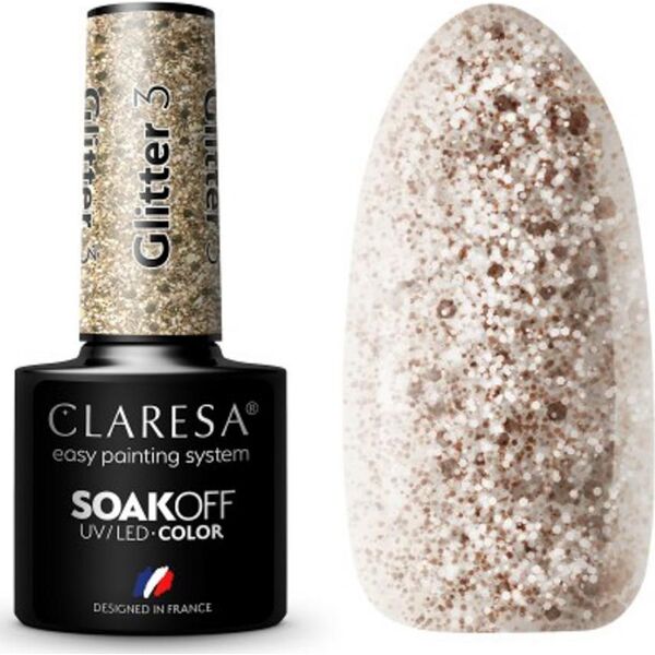 Claresa CLARESA Lakier hybrydowy GLITTER 3 -5g