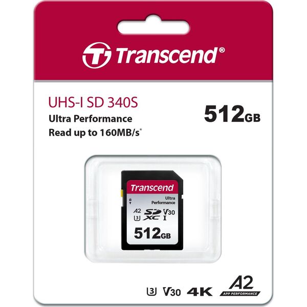Karta Transcend 340S SDXC 512 GB Class 10 UHS-I/U3 A2 V30 (TS512GSDC340S)