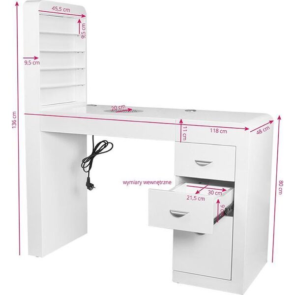 Activeshop BIURKO KOSMETYCZNE 310 BIAŁE LEWE