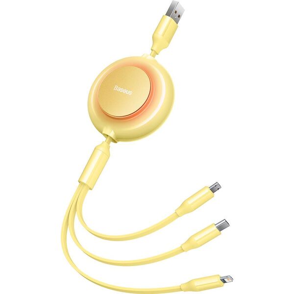 Kabel USB Baseus USB-A - USB-C + microUSB + Lightning 1.1 m Żółty (BSU3385YEL)
