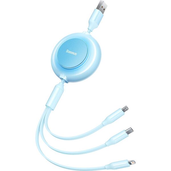 Kabel USB Baseus USB-A - USB-C + microUSB + Lightning 1.1 m Niebieski (BSU3383BLU)